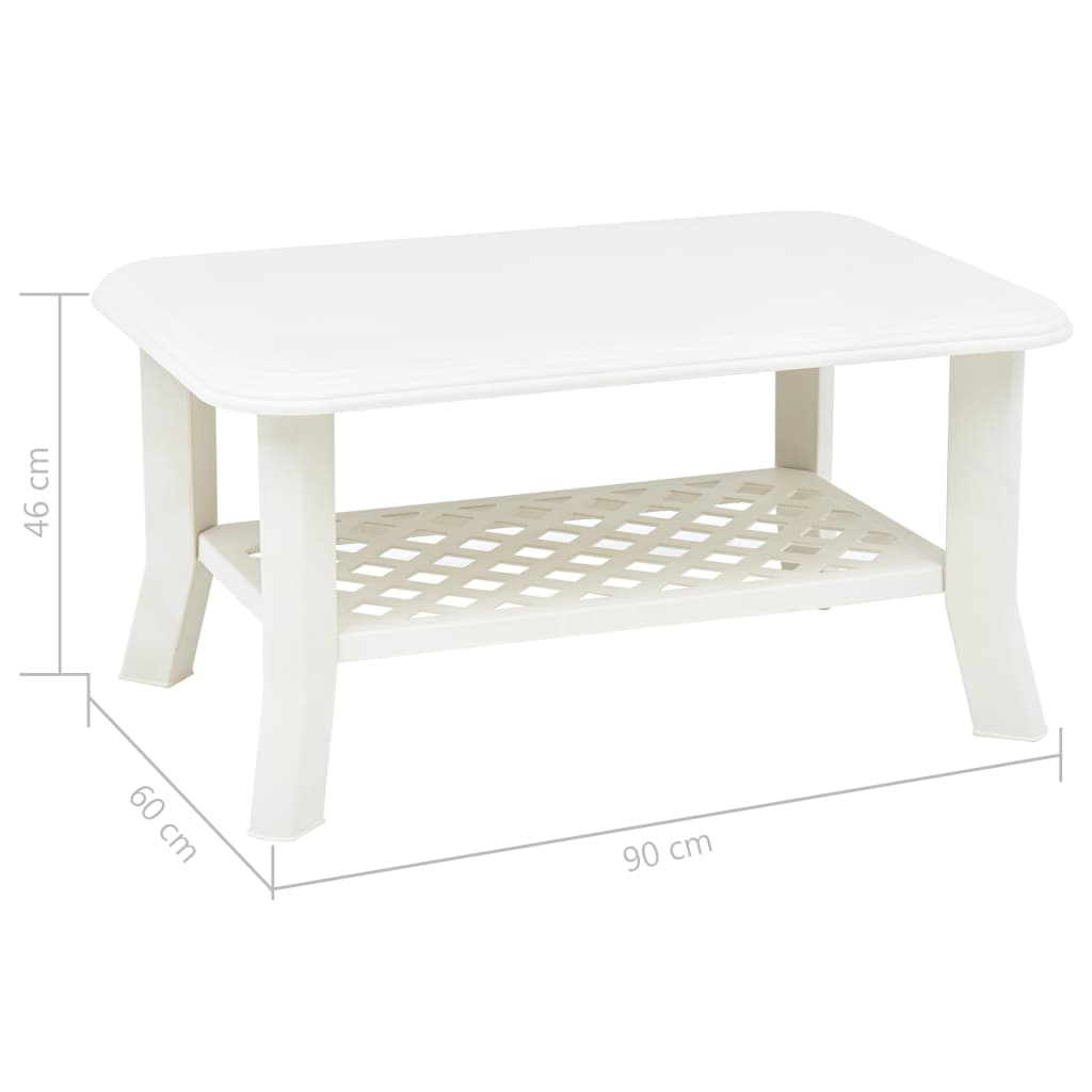 Mesa de centro de plástico blanco 90x60x46 cm vidaXL