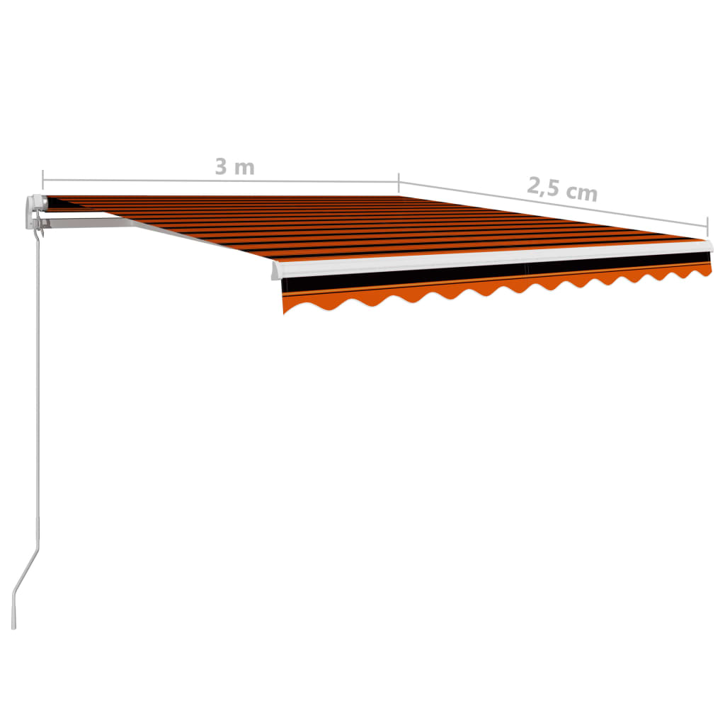 Toldo manual retráctil naranja y marrón 300x250 cm vidaXL