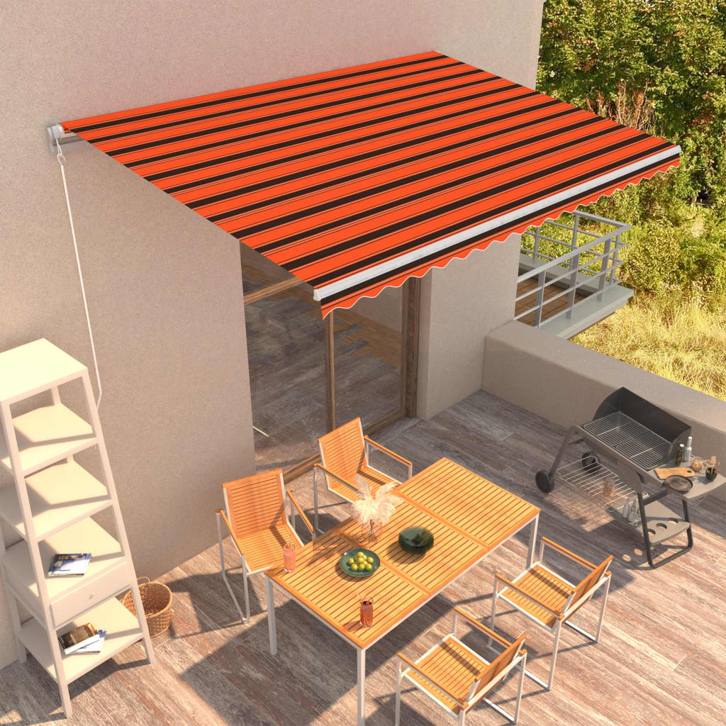 Toldo manual retráctil naranja y marrón 450x300 cm vidaXL