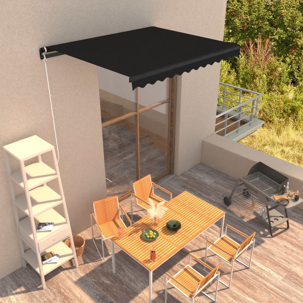 Toldo retráctil manual gris antracita 350x250 cm vidaXL