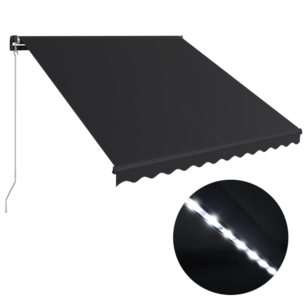 Toldo retráctil manual con LED gris antracita 300x250 cm vidaXL