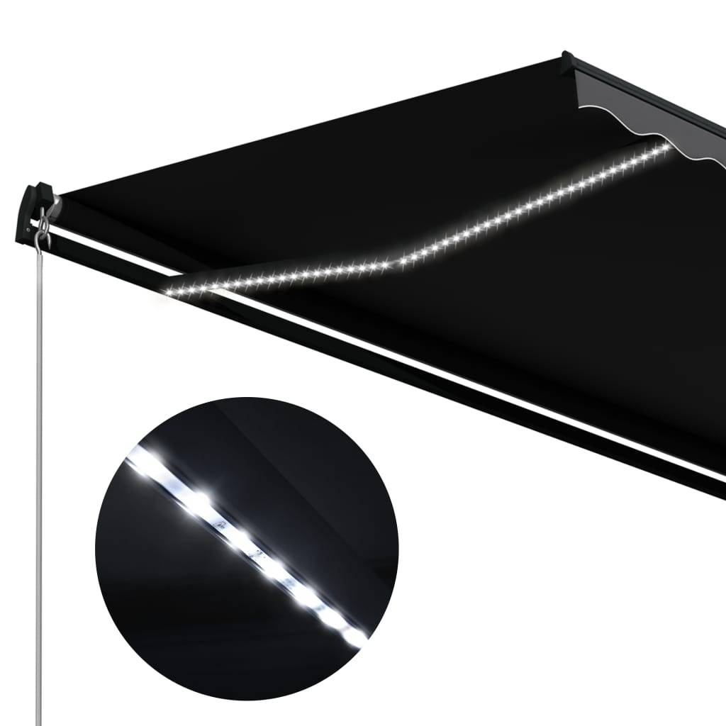 Toldo retráctil manual con LED gris antracita 300x250 cm vidaXL