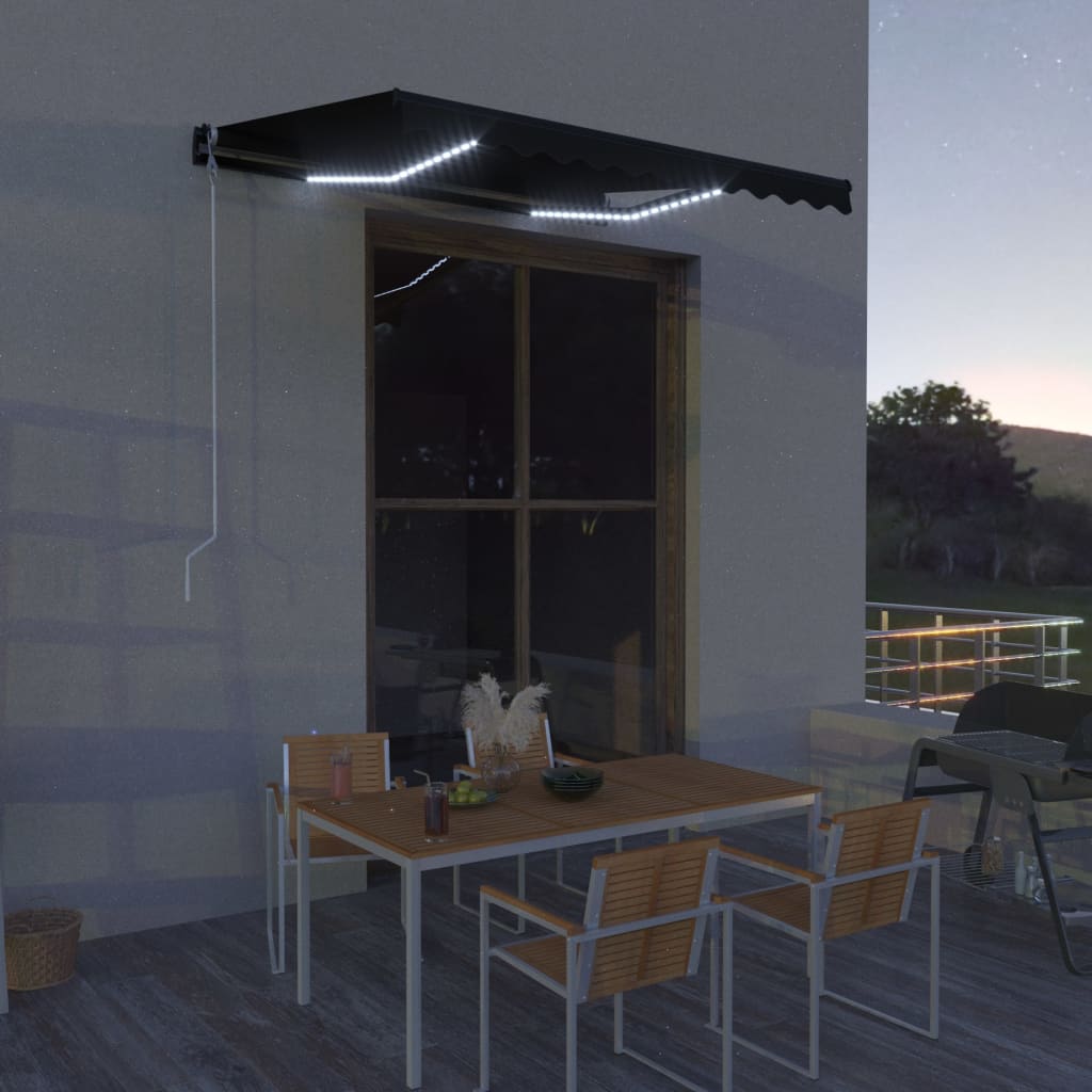 Vetonek Toldo retráctil LED y sensor de viento gris antracita 300x250cm