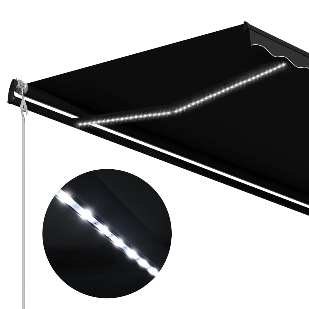 Toldo retráctil LED y sensor de viento gris antracita 300x250cm vidaXL