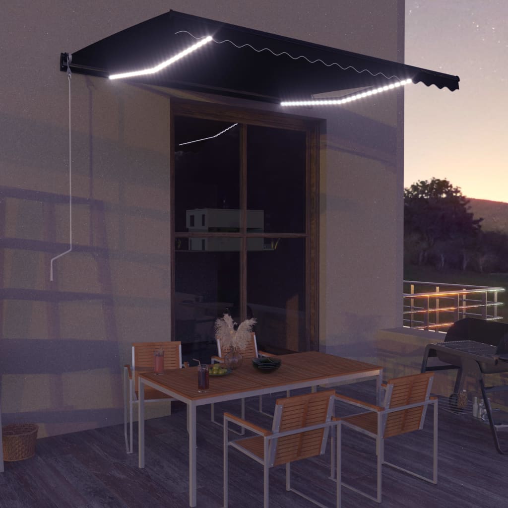 Toldo retráctil LED y sensor de viento gris antracita 400x300cm vidaXL