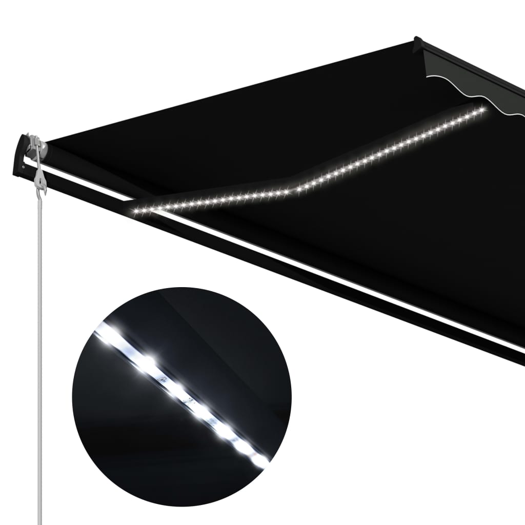 Toldo retráctil LED y sensor de viento gris antracita 500x300cm vidaXL