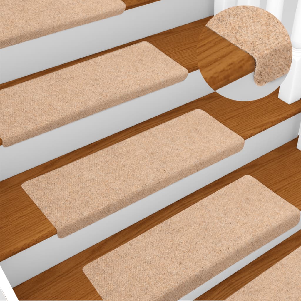 Vetonek Alfombrilla de escaleras 15 uds tela punzonada marrón 65x21x4cm