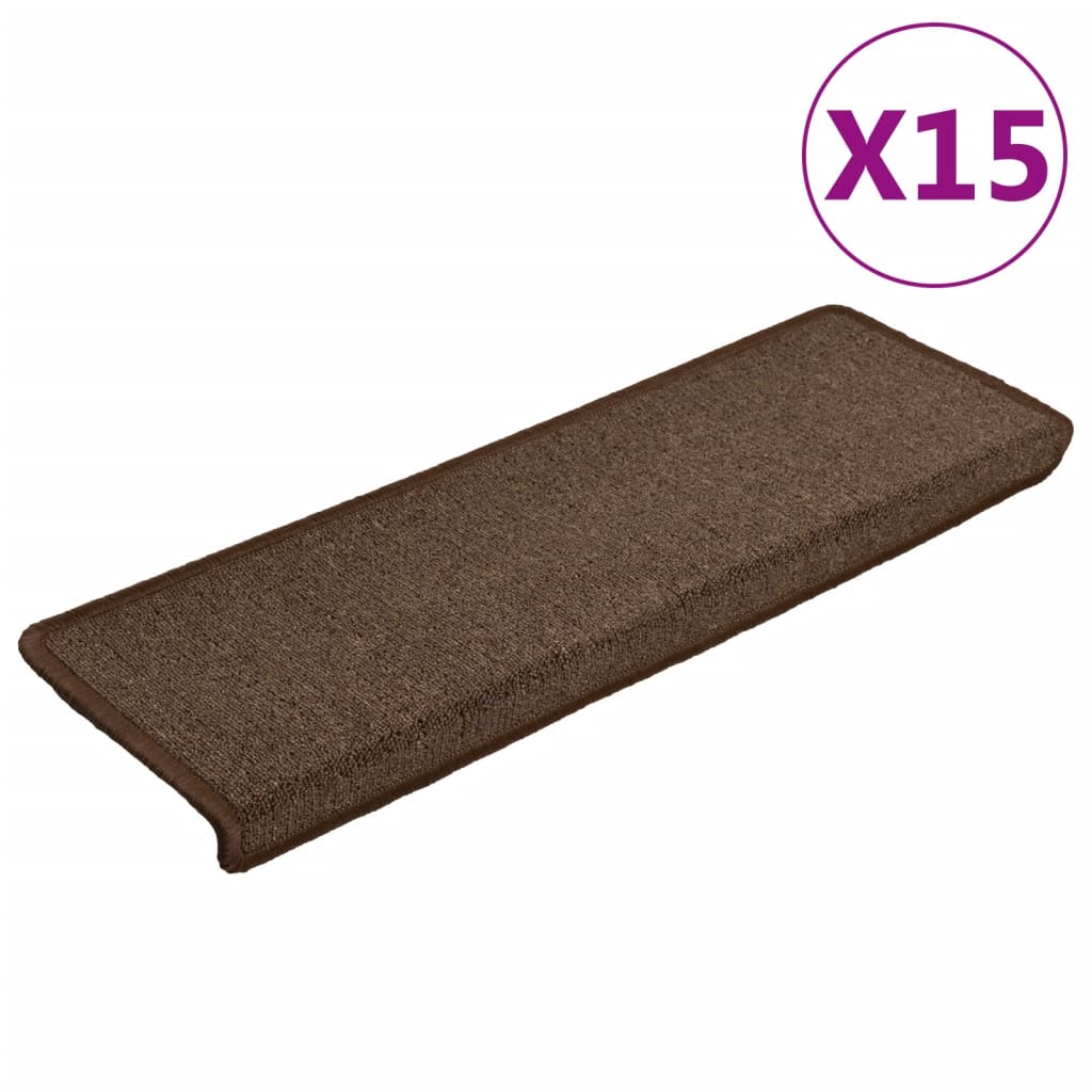 Carpetes de rolo de escada 15 unidades marrom 65x21x4 cm