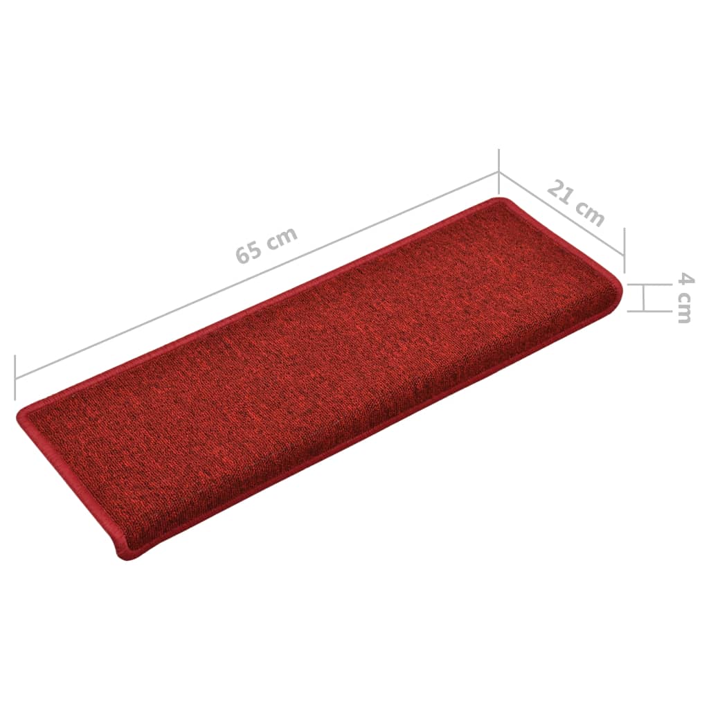 Alfombras de peldaños de escalera 15 uds rojo 65x21x4 cm