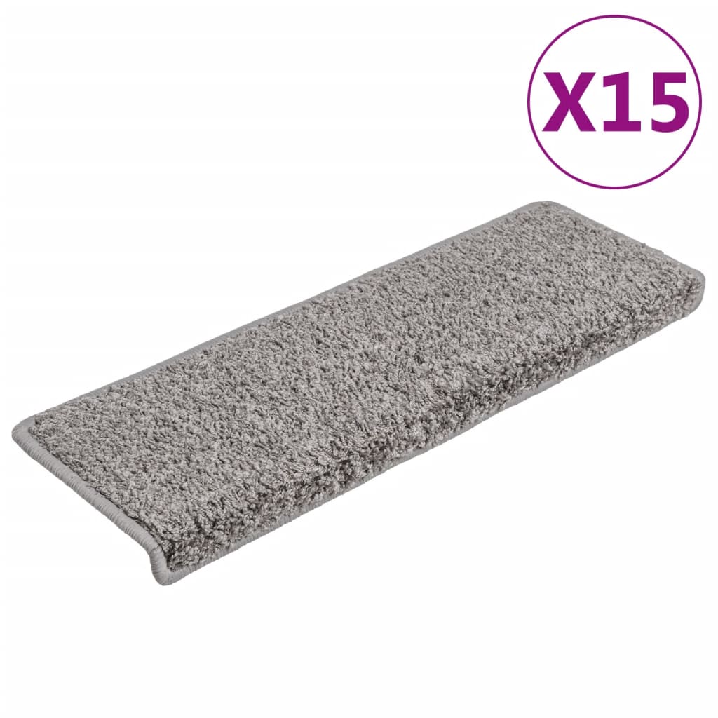 Carpetes de rolo de escada 15 unidades cinza 65x21x4 cm