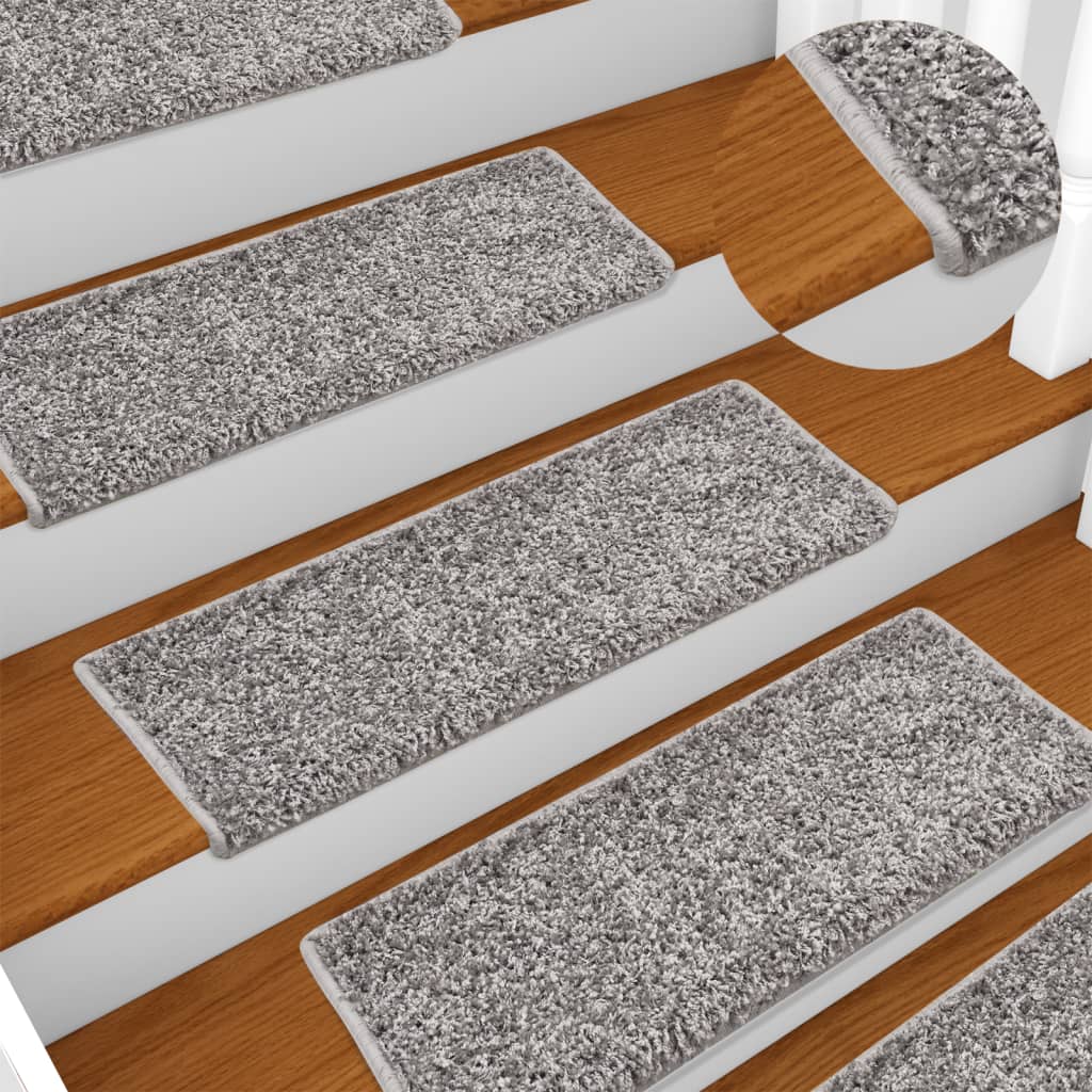 Vetonek Alfombras de peldaños de escalera 15 uds gris 65x21x4 cm