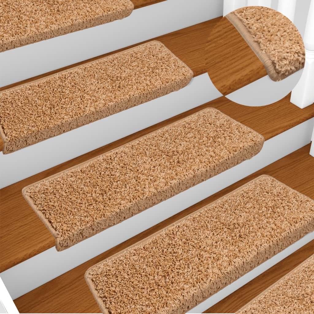 Vetonek Alfombras de peldaños de escalera 15 uds beige 65x21x4 cm