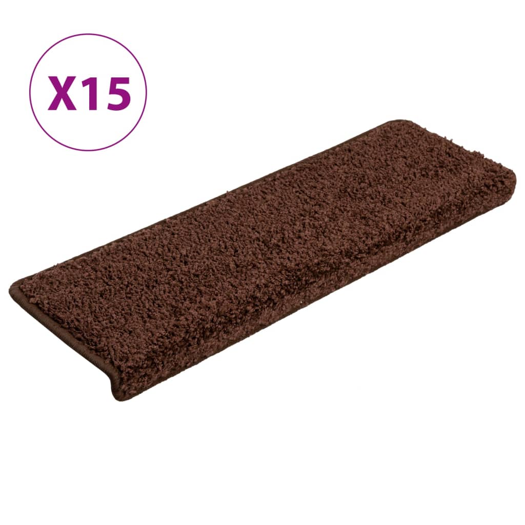 Carpetes de rolo de escada 15 unidades marrom 65x21x4 cm