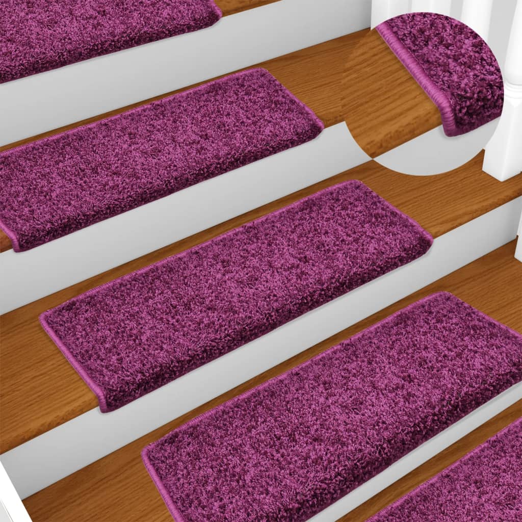 Vetonek Alfombras de peldaños de escalera 15 uds violeta 65x21x4 cm