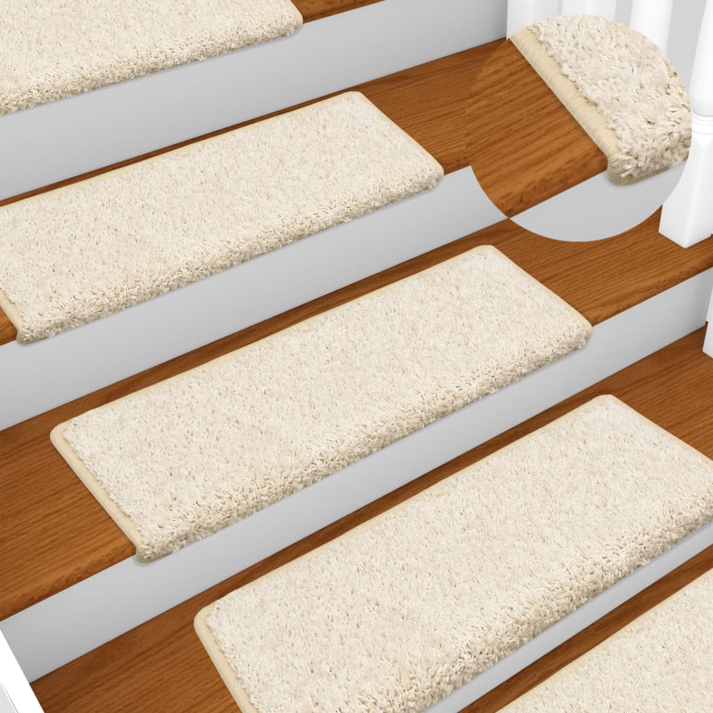 Vetonek Alfombras de peldaños de escalera 15 uds blanco 65x21x4 cm