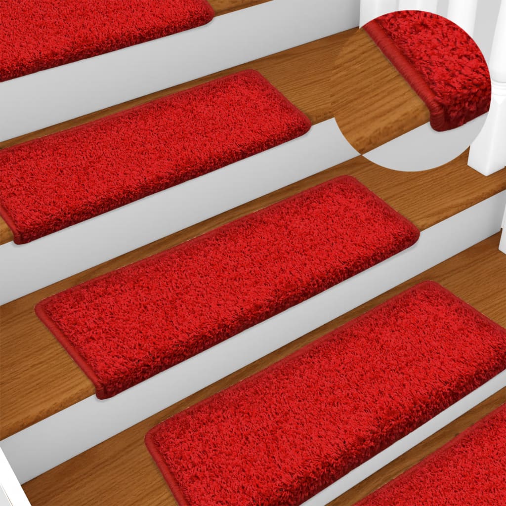 Vetonek Alfombras de peldaños de escalera 15 uds rojo 65x21x4 cm