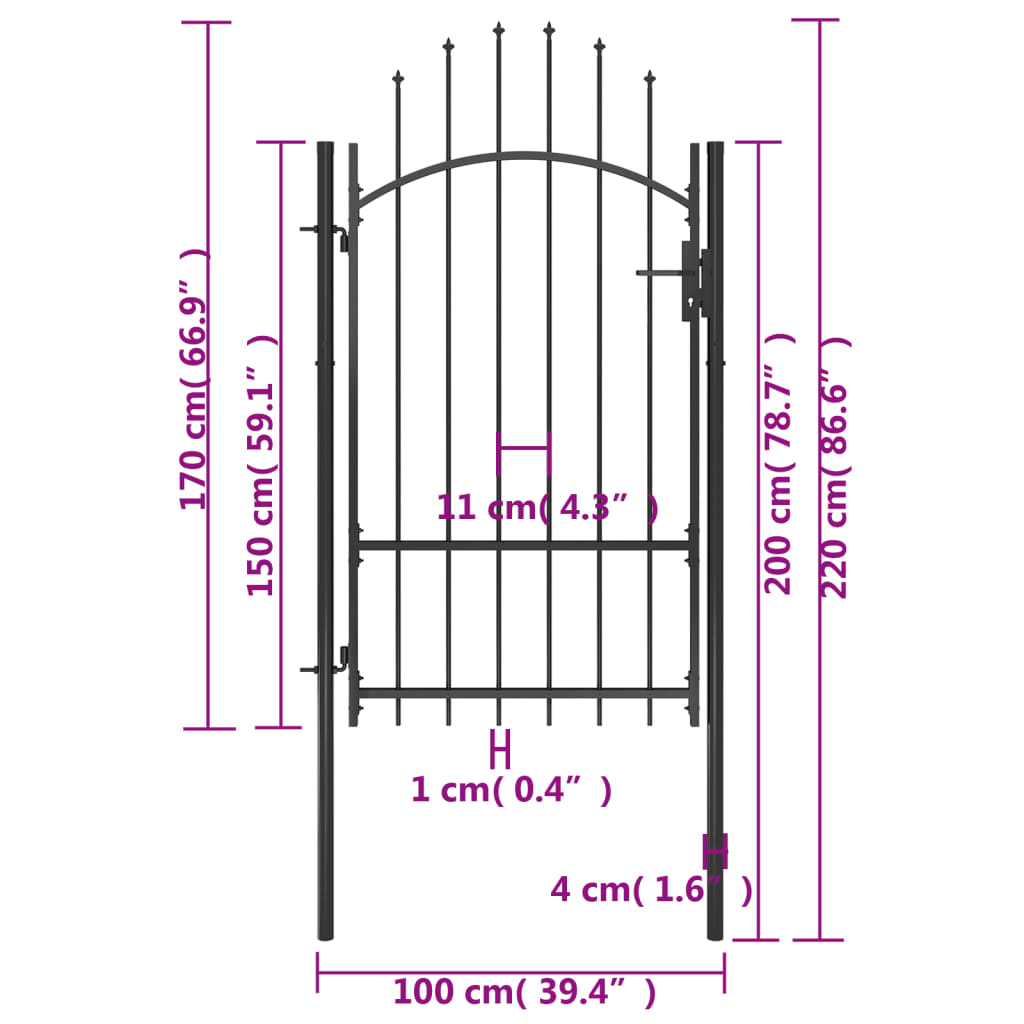 Black Steel Garden Door 1x2.2 m