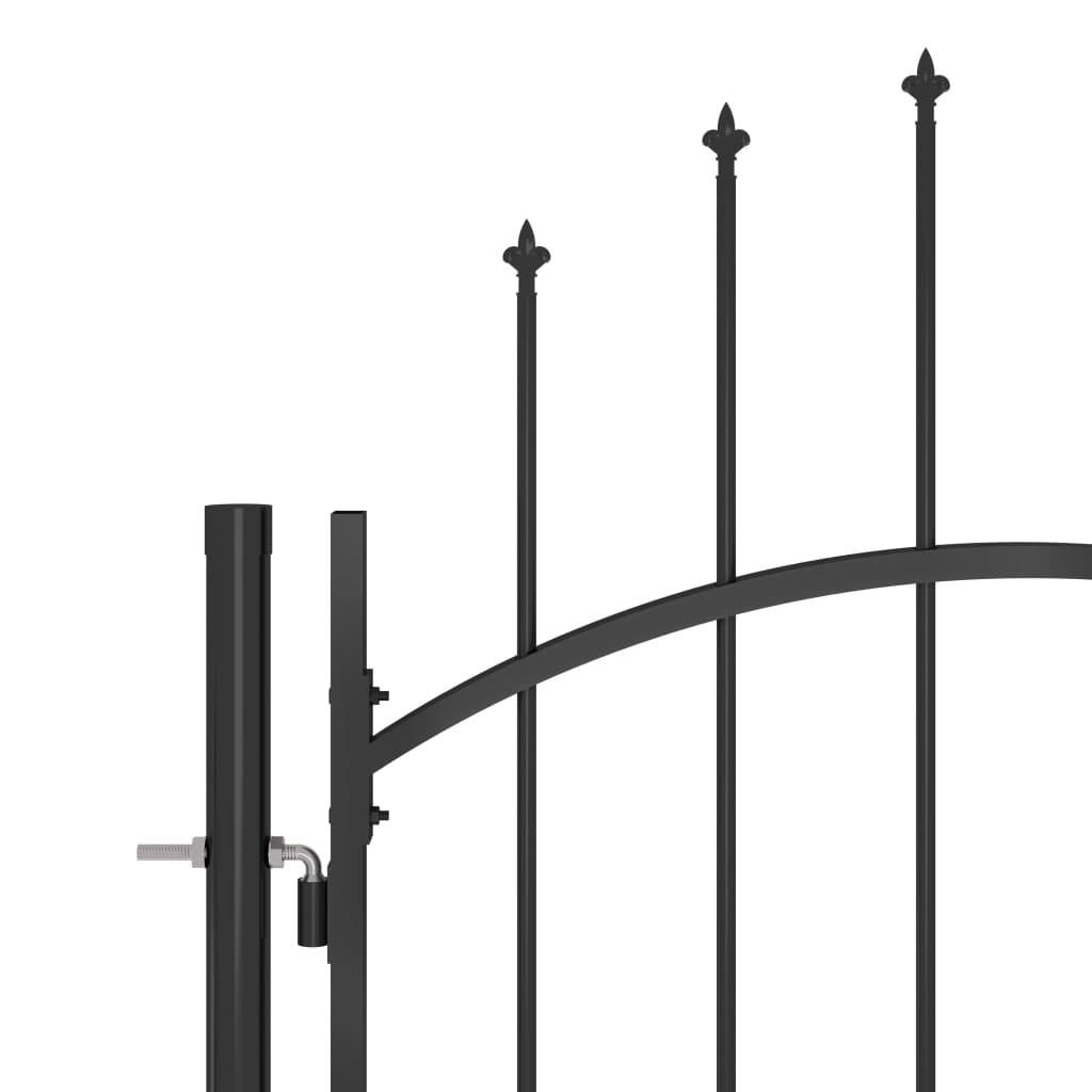 Puerta de valla de jardín con punta de lanza 5x2,25 m negro - Vetonek