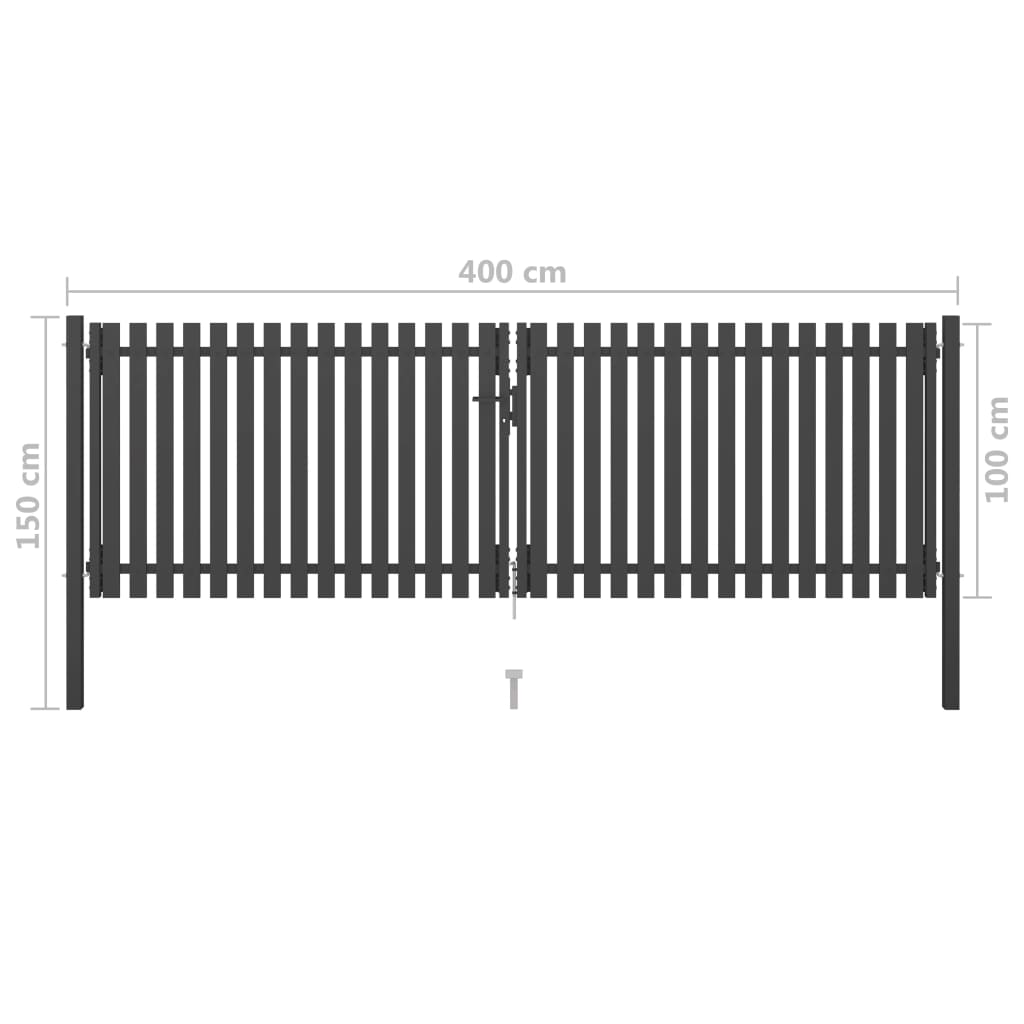 4x1.5 cm anthracite steel garden door