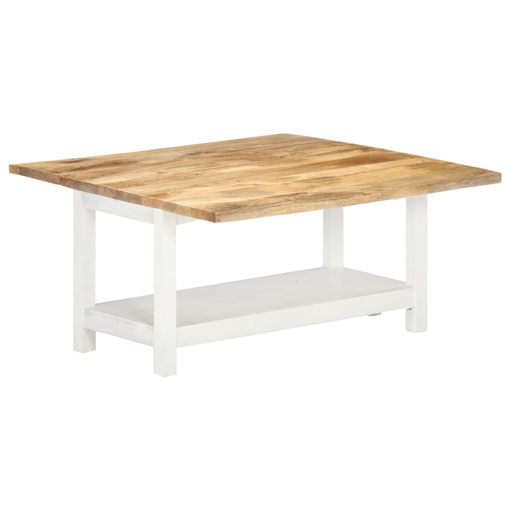 Vetonek Mesa de centro extensible madera mango blanca 90x(45-90)x45 cm