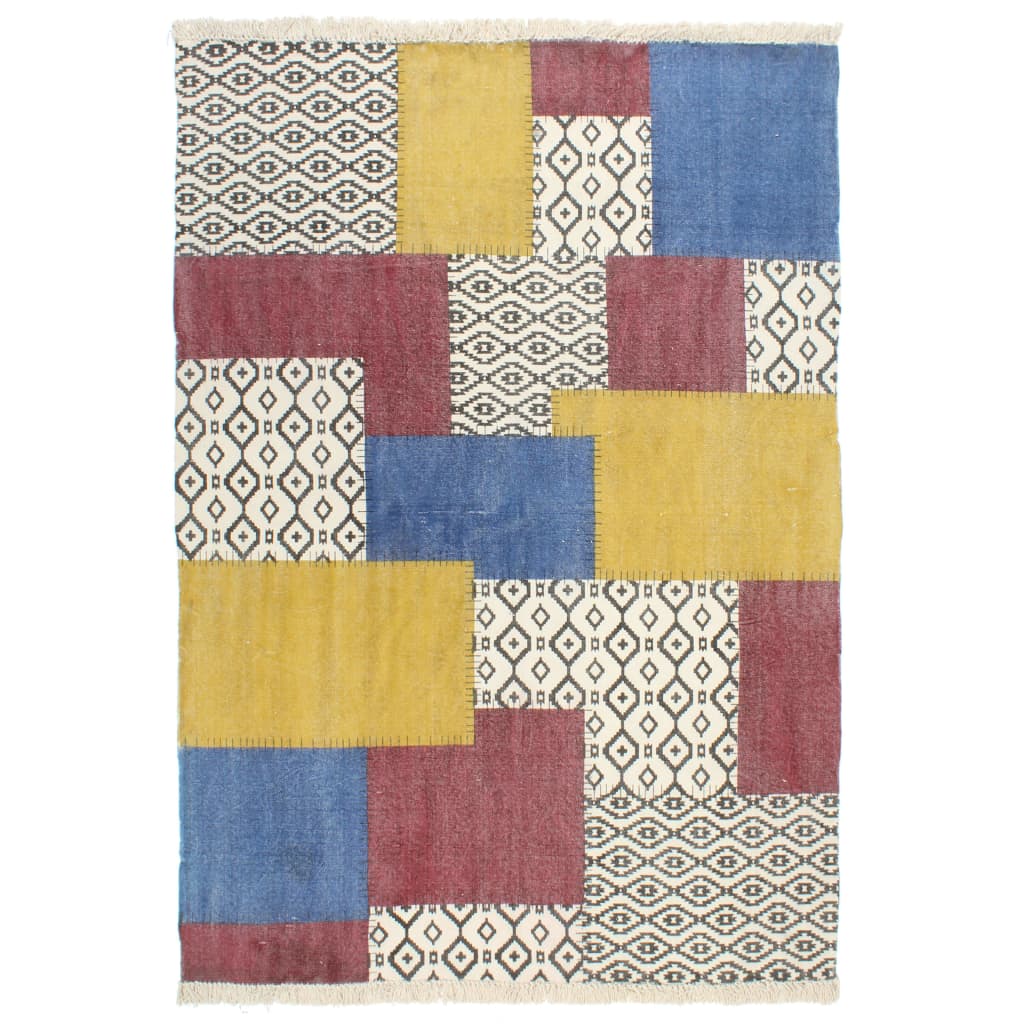 Alfombra de algodón Kilim estampado multicolor 120x180 cm