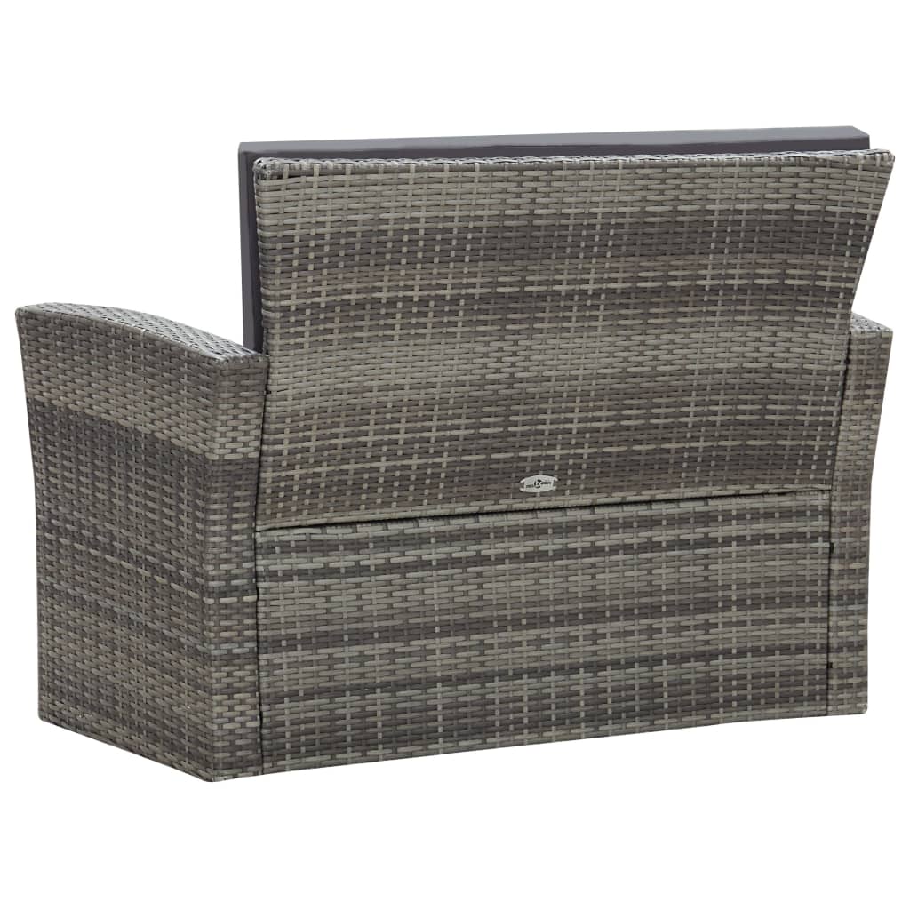 Set de muebles de jardín 4 pzas y cojines ratán sintético gris vidaXL