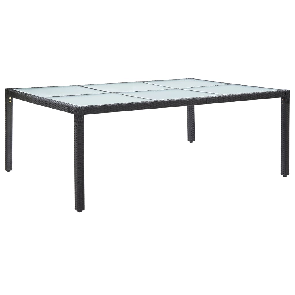 Vetonek Mesa de comedor de jardín negro 200x150x74 cm ratán sintético