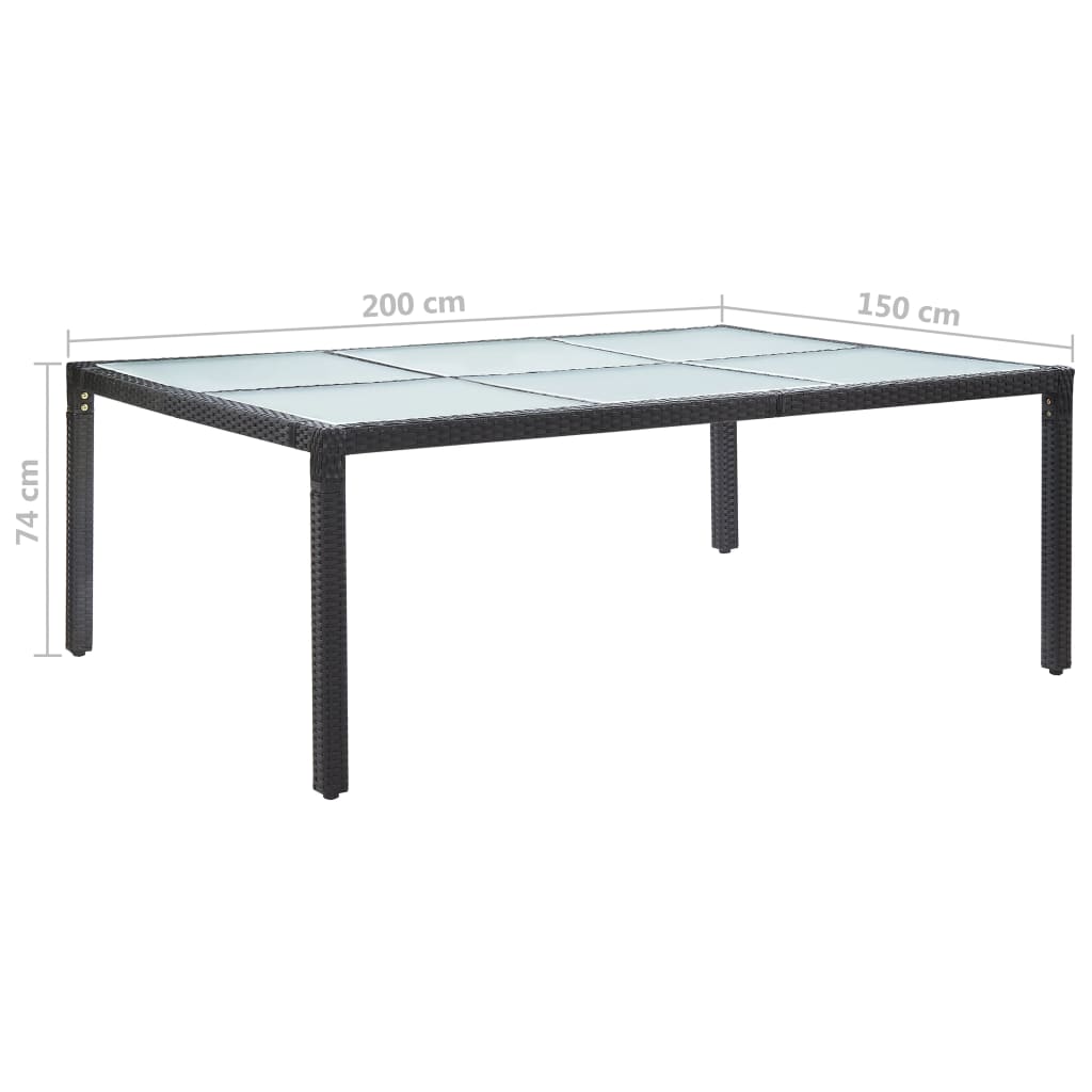 Mesa de comedor de jardín negro 200x150x74 cm ratán sintético vidaXL