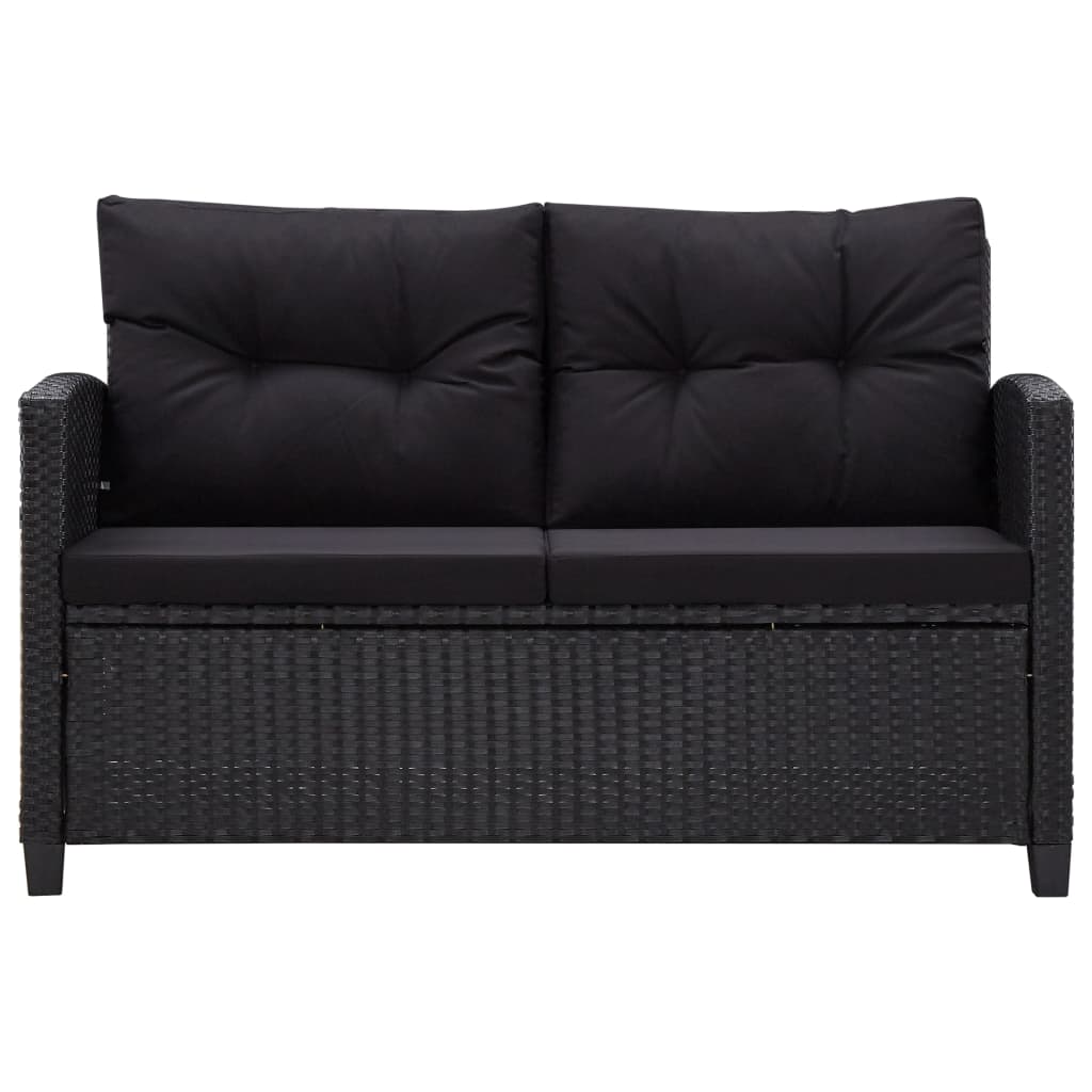 Garden Sofas Set 6 pieces and black synthetic rattan cushions