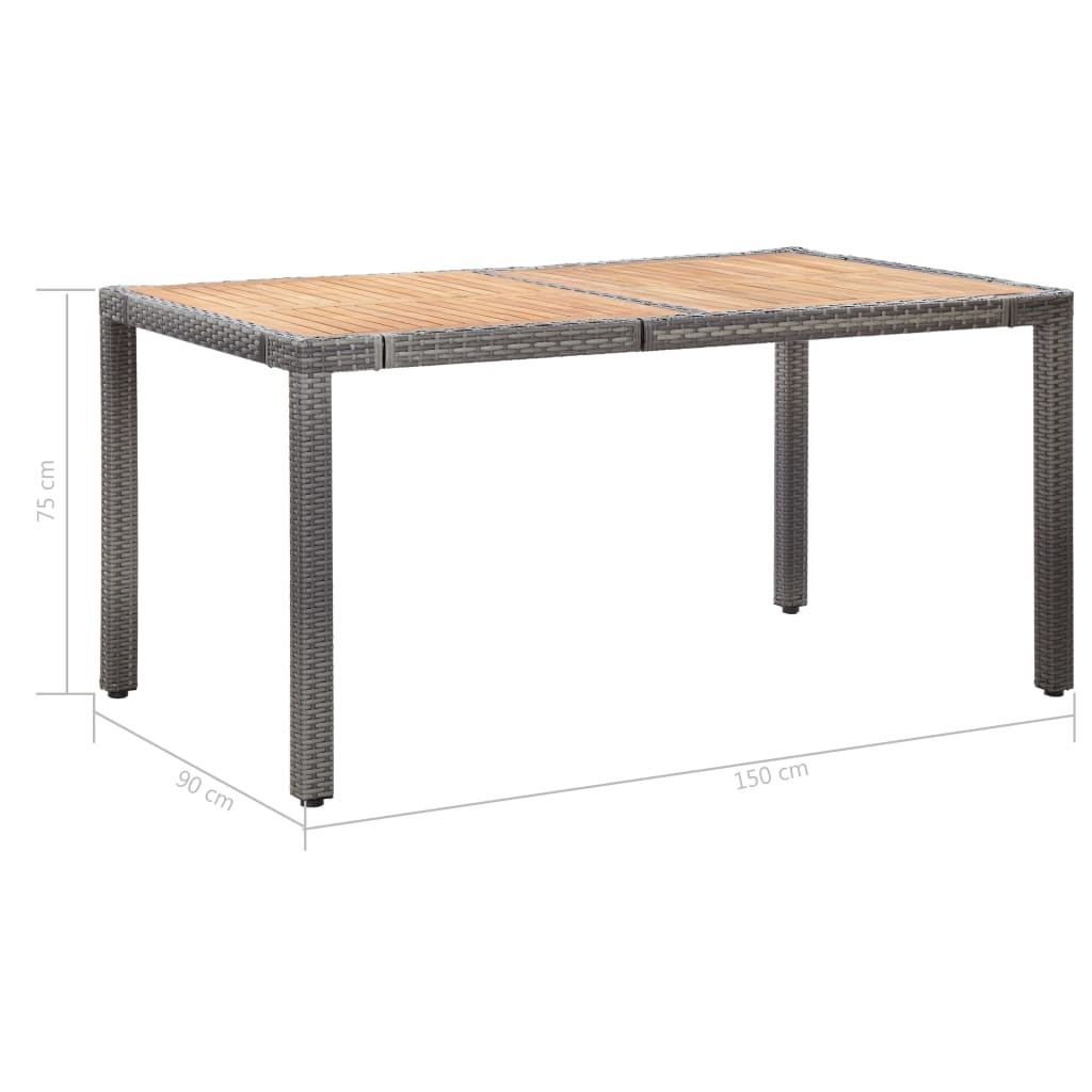 Set de comedor para jardín 7 pzas cojines ratán sintético gris vidaXL