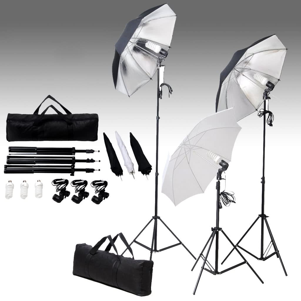 Kit de estudio fotográfico con telón de fondo y set de luces vidaXL