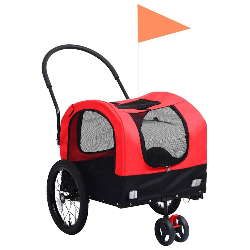 Vetonek Remolque de bicicleta para mascotas cochecito 2 en 1 rojo negro