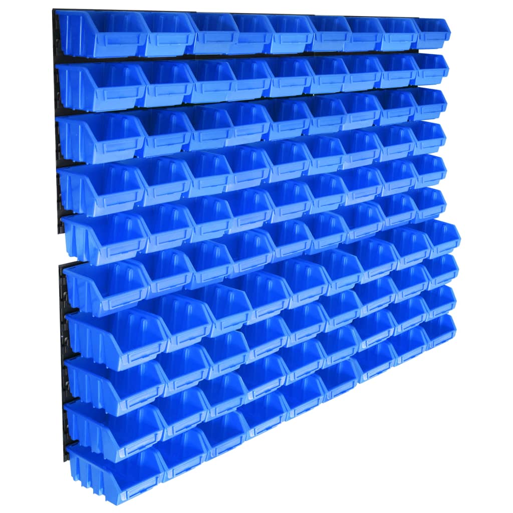 Vetonek Kit de cajas de almacenaje 96 piezas con paneles de pared azul