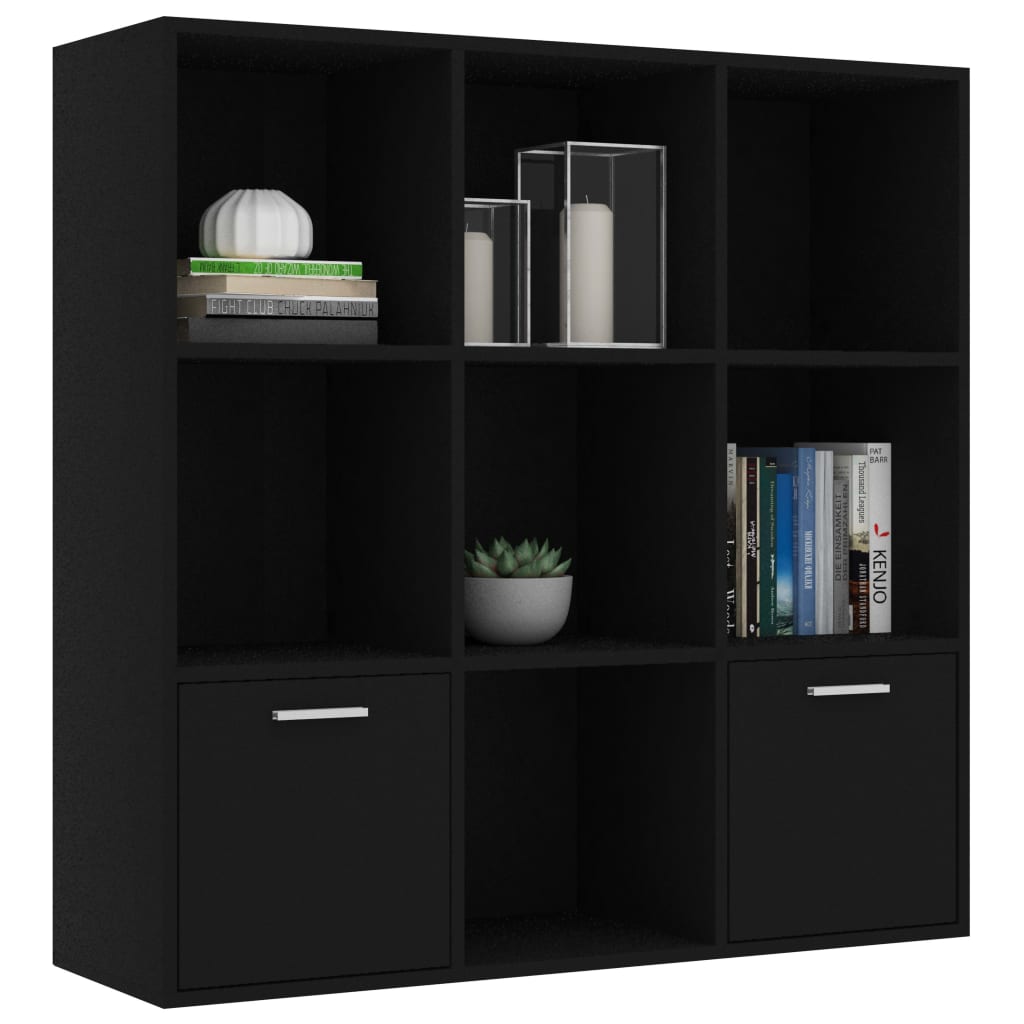 Black wood shelf 98x30x98 cm