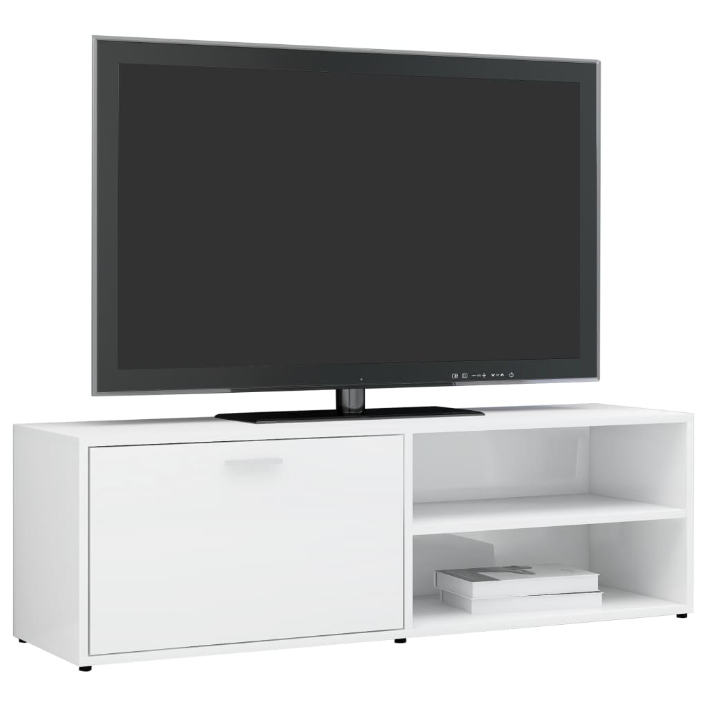 Shiny white wood tv furniture 120x34x37 cm