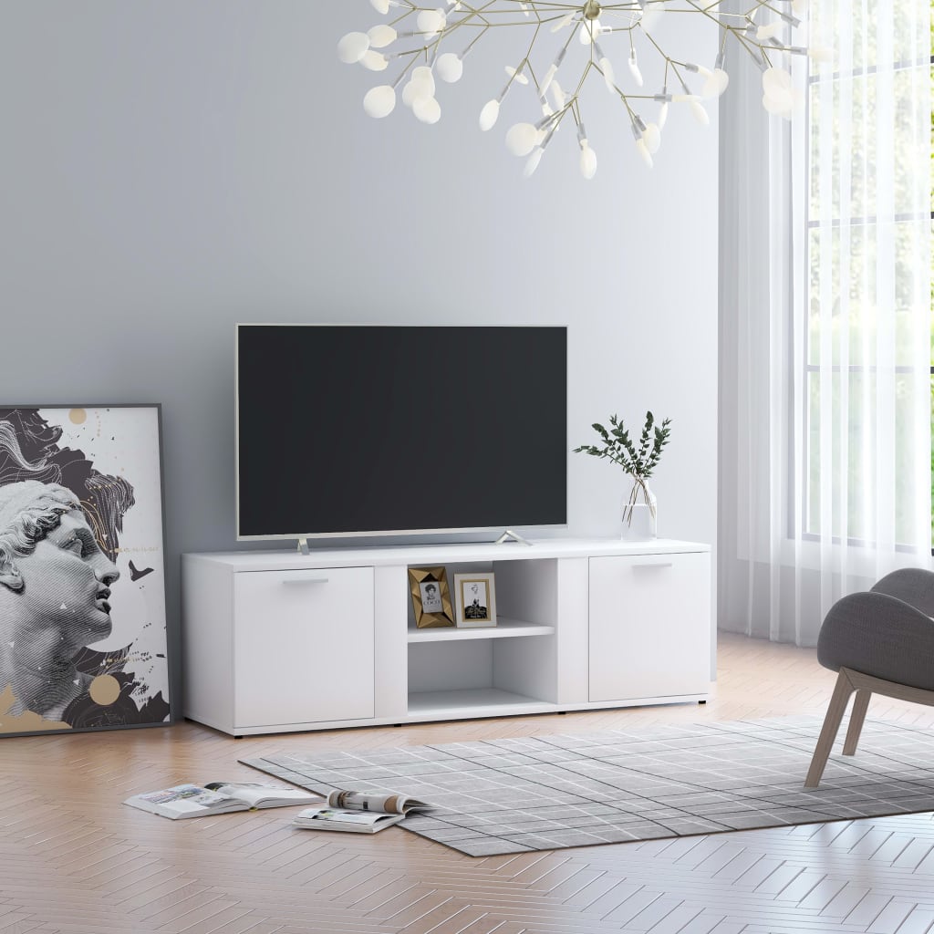 Vetonek Mueble de TV madera contrachapada blanco 120x34x37 cm