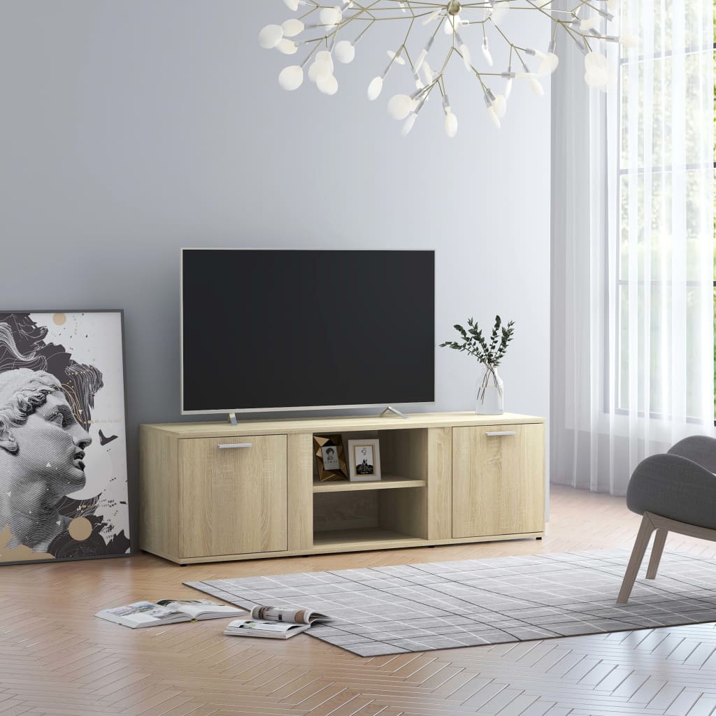 Vetonek Mueble de TV madera contrachapada color roble 120x34x37 cm