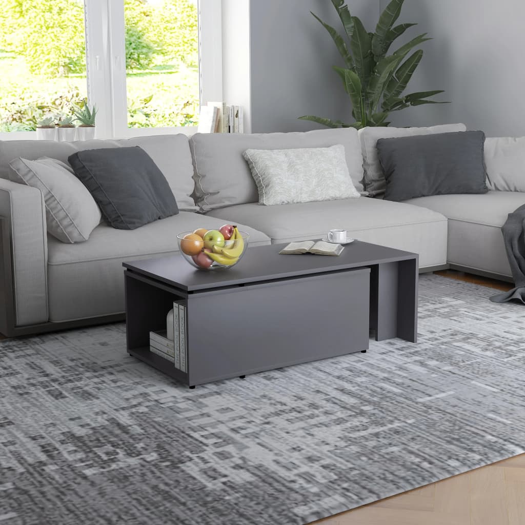 Vetonek Mesa de centro madera contrachapada gris 150x50x35 cm