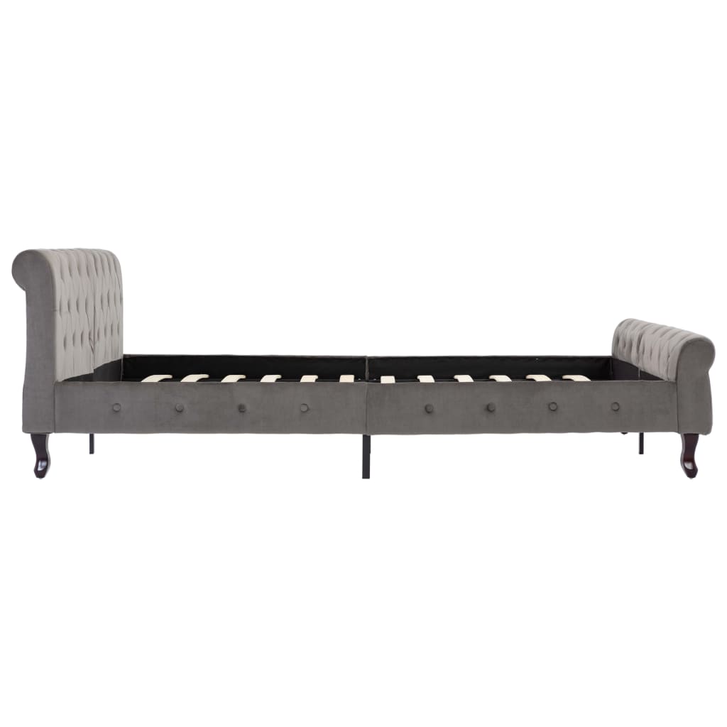 Estructura de cama sin colchón terciopelo gris 160x200 cm - Vetonek