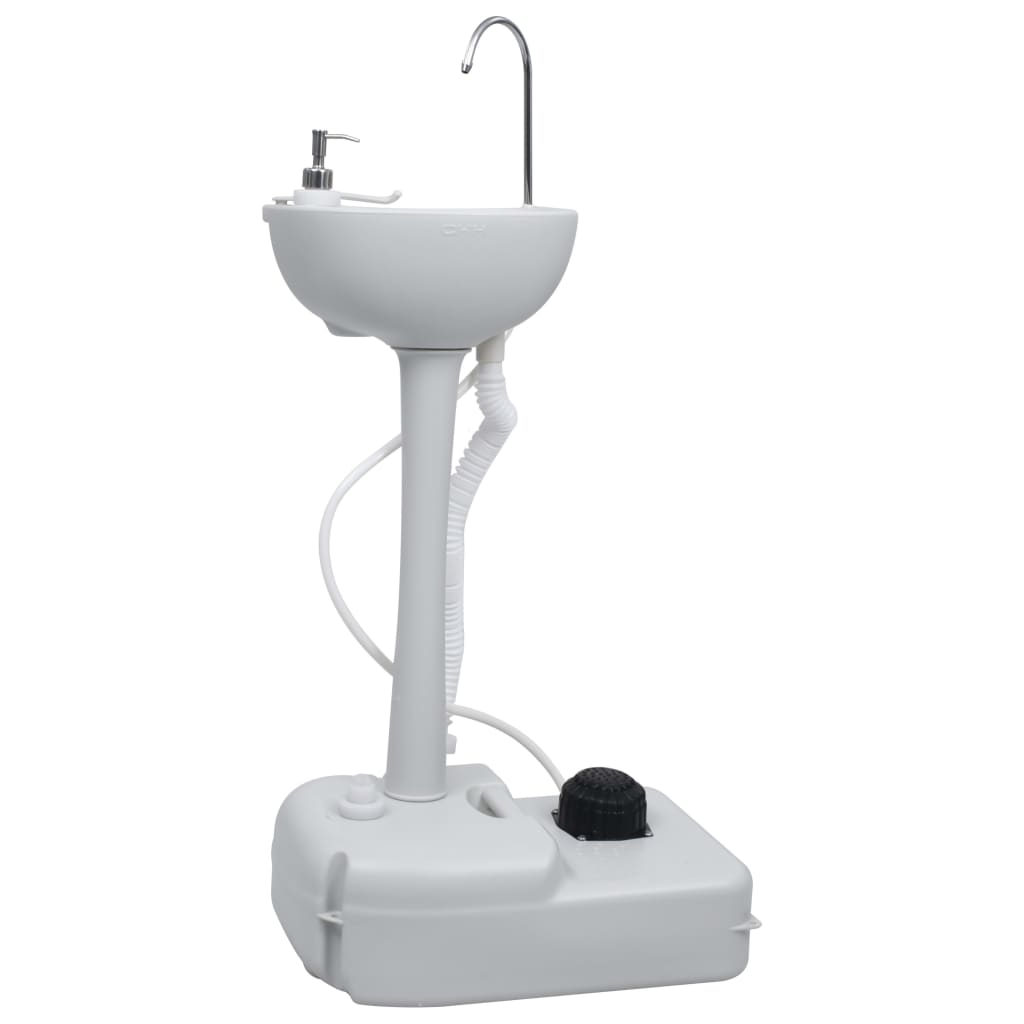 Vetonek Lavabo portátil con pedestal para camping gris 20 L