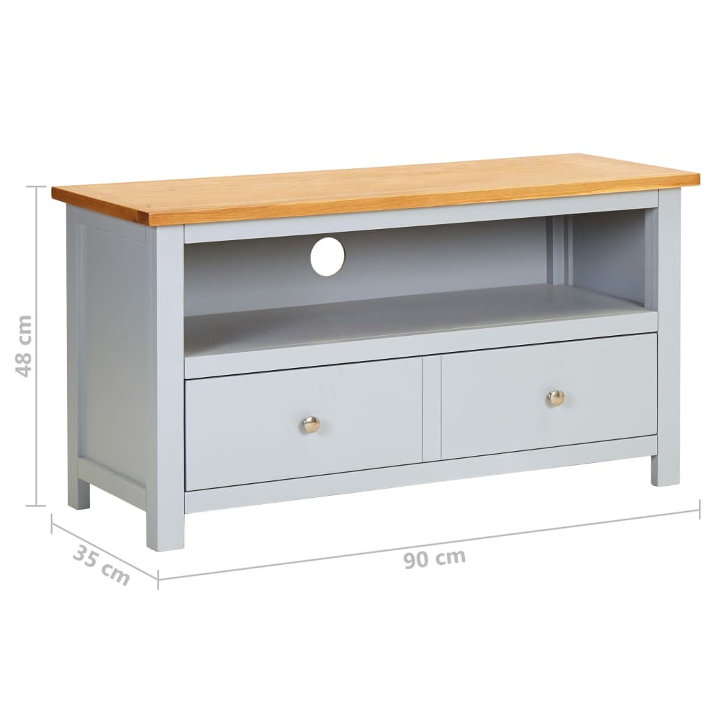 Mueble para TV madera maciza de roble 90x35x48 cm