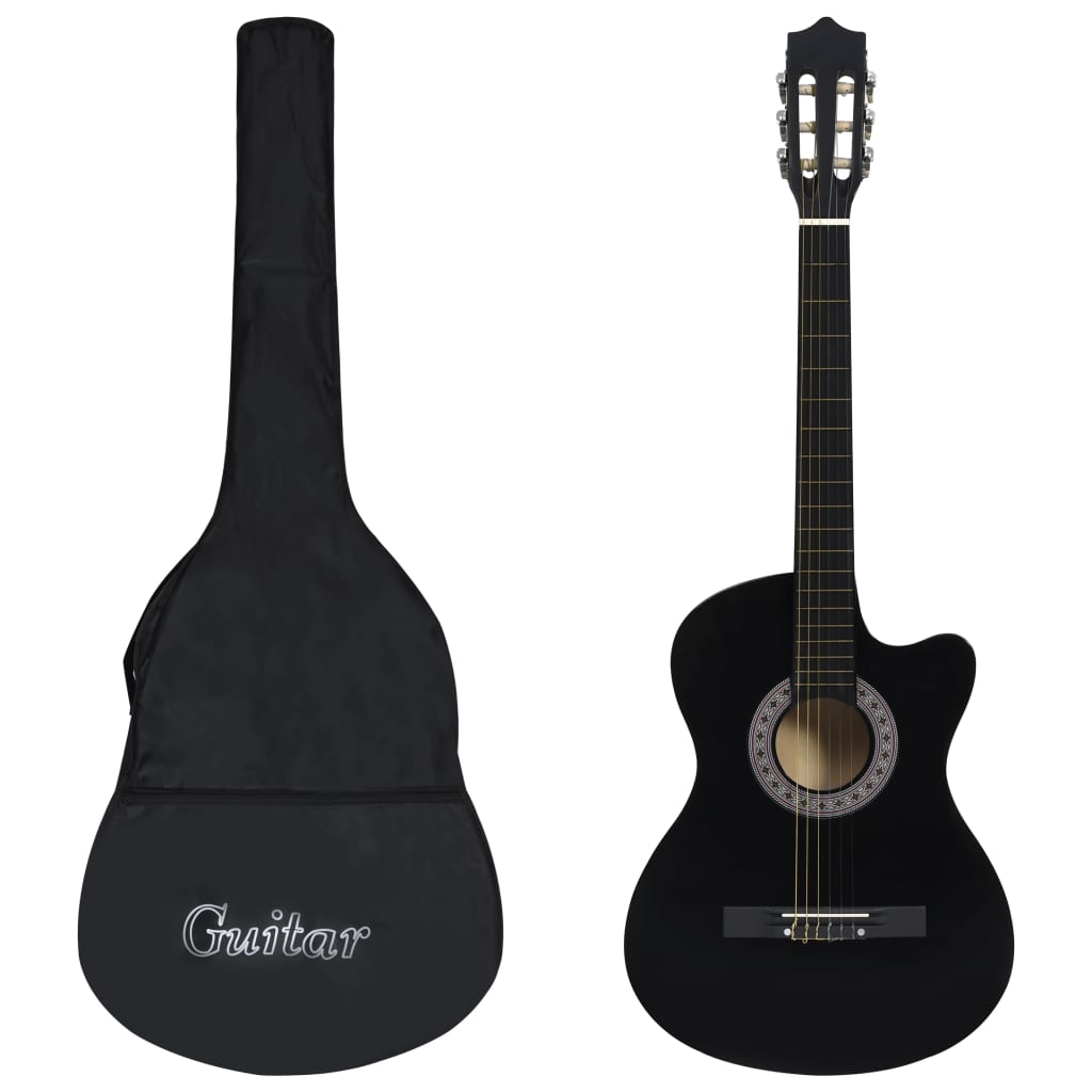 Vetonek Set de guitarra clásica occidental 12 pzas 6 cuerdas negra 38"