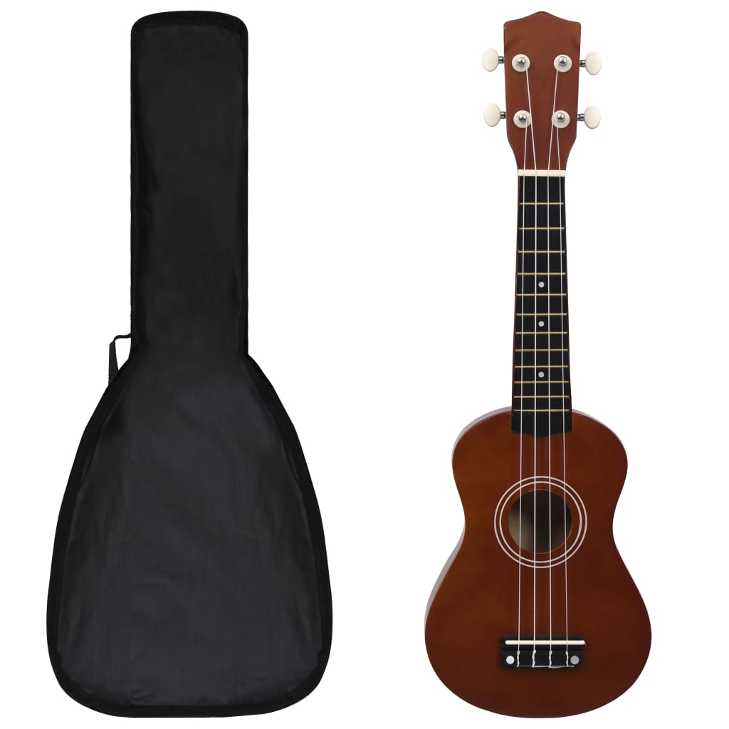 Vetonek Juego de ukelele soprano para niños con funda madera oscura 21"    