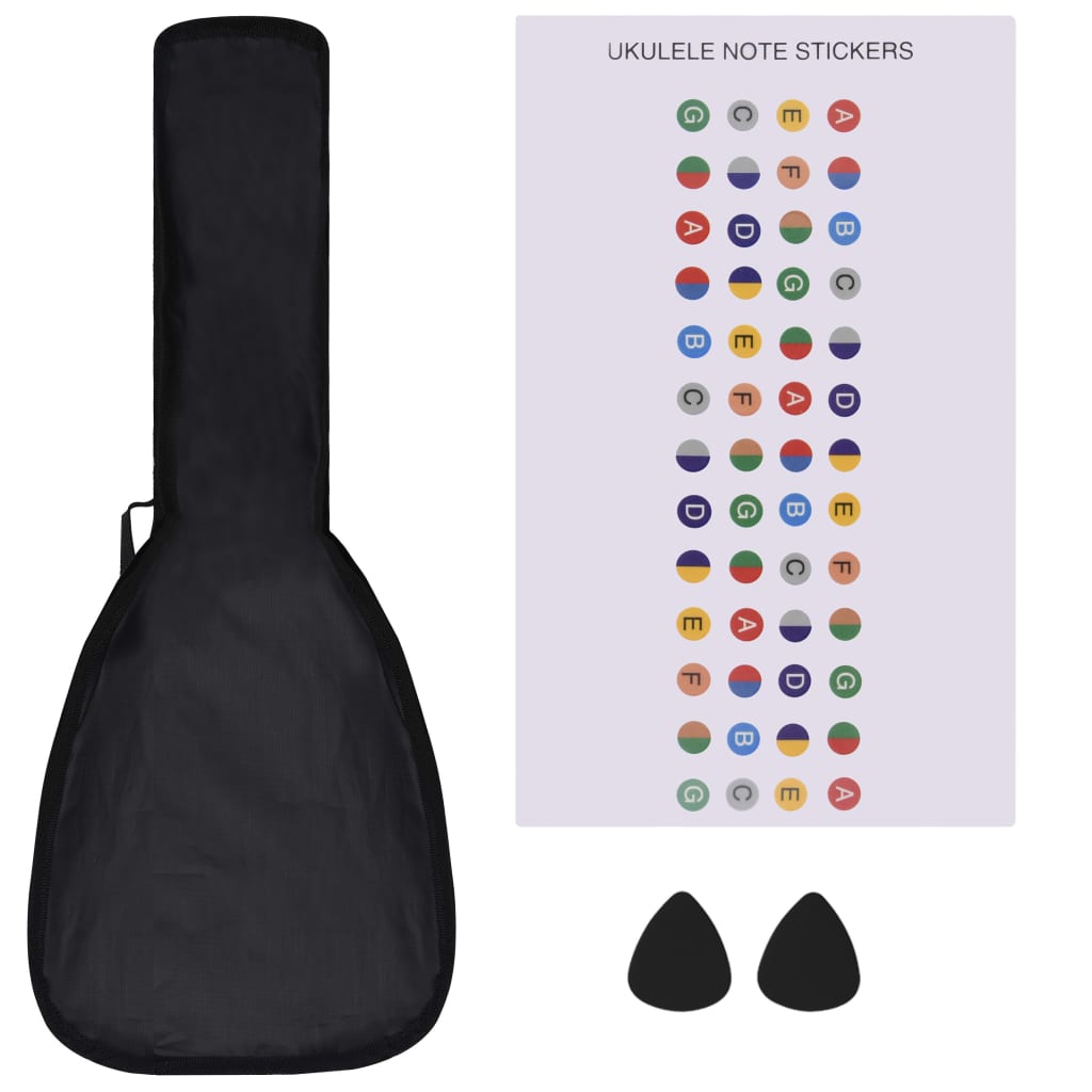 Juego de ukelele soprano para niños con funda madera clara 21"