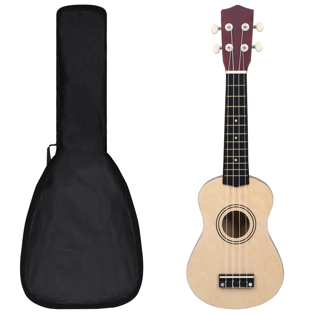 Vetonek Juego de ukelele soprano para niños con funda madera clara 21"    