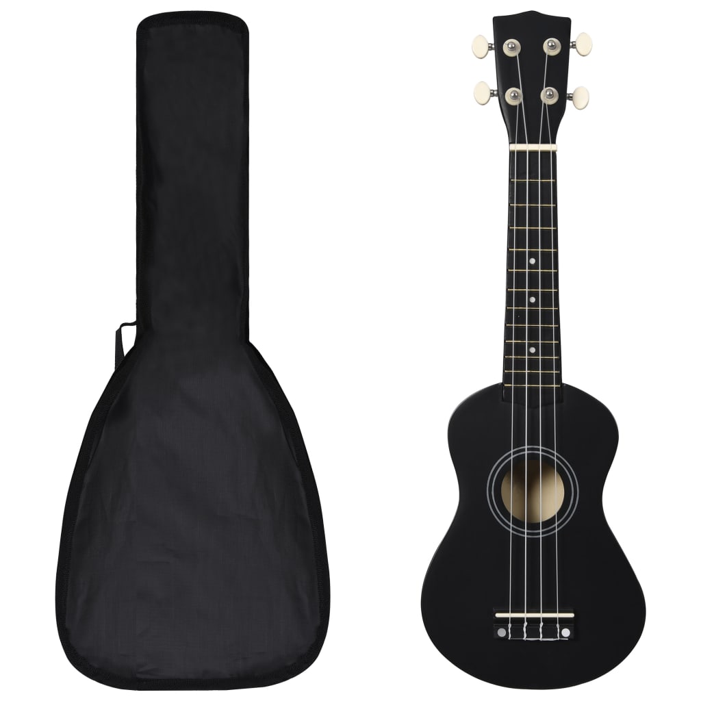 Vetonek Set de ukelele soprano con funda para niños negro 21"