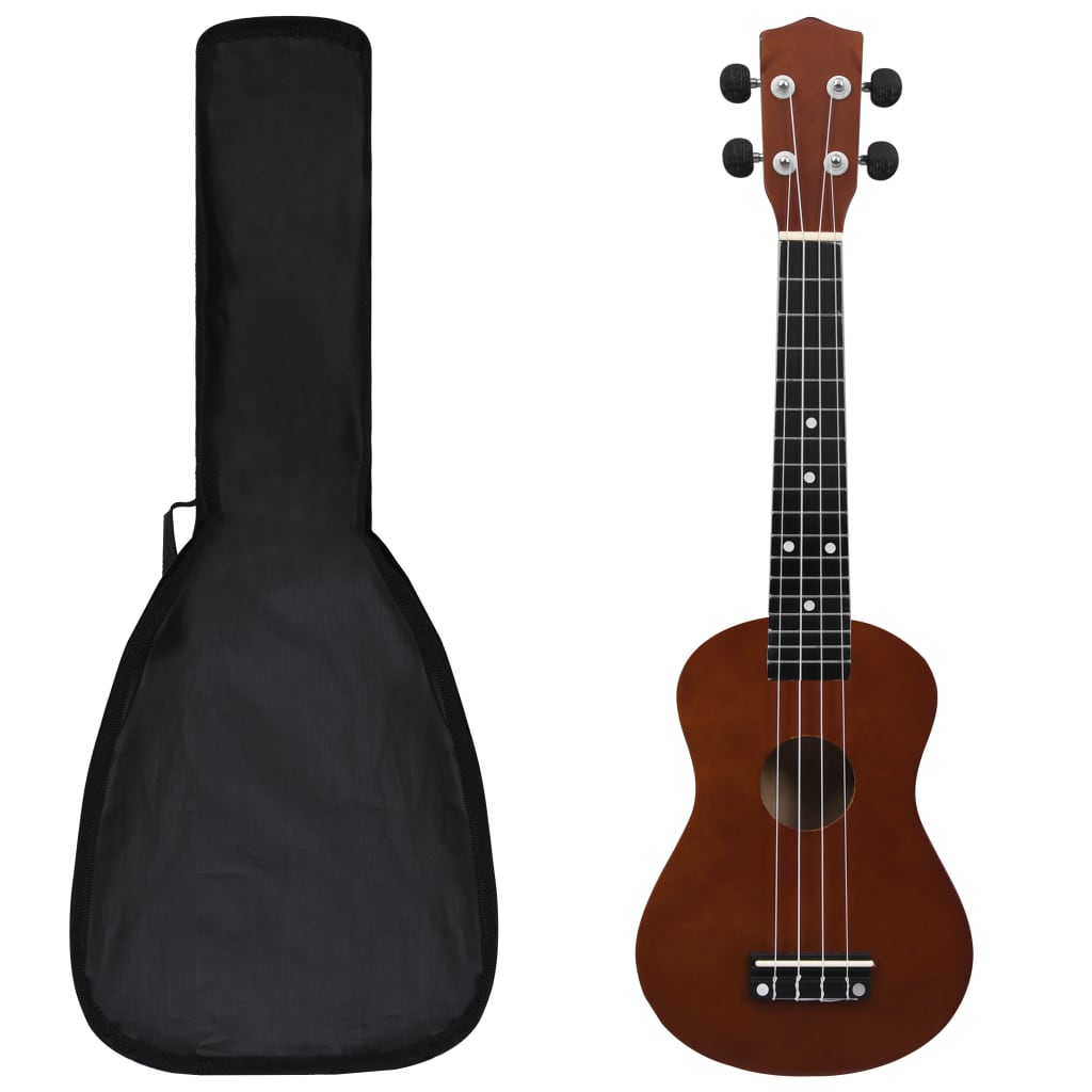 Vetonek Juego de ukelele soprano para niños con funda madera oscura 23"