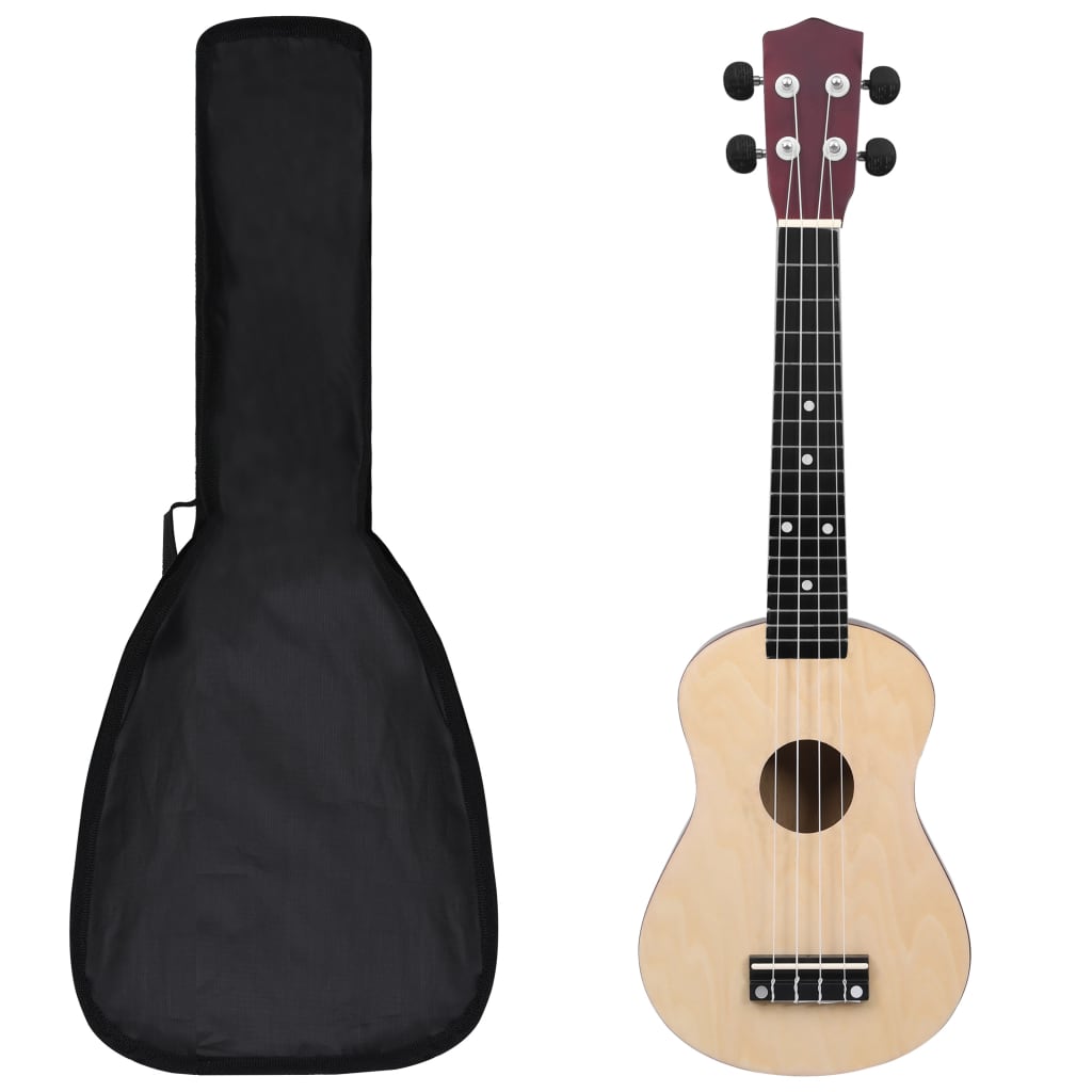 Vetonek Juego de ukelele soprano para niños con funda madera clara 23"