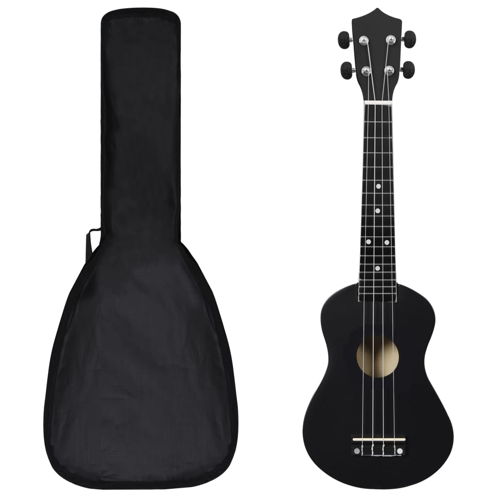 Vetonek Set de ukelele soprano con funda para niños negro 23"