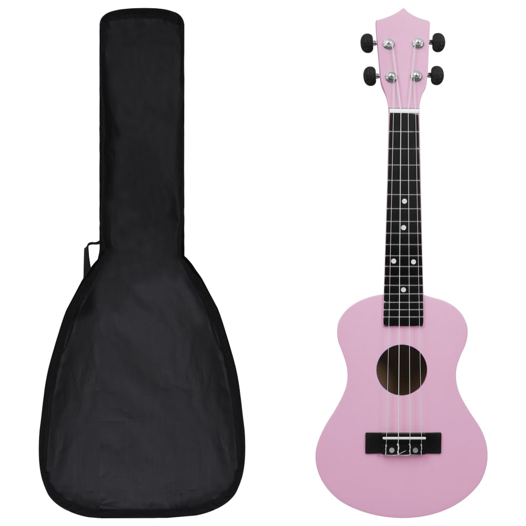 Vetonek Set de ukelele soprano con funda para niños rosa 23"